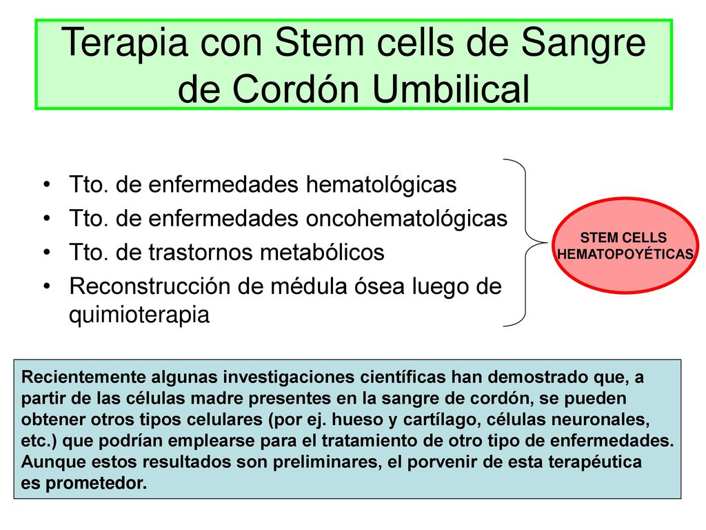 Terapia con Stem cells de Sangre de Cordón Umbilical