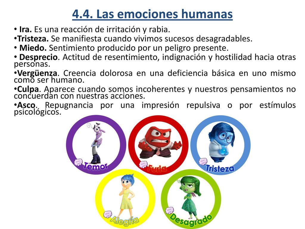 4.4. Las emociones humanas Ira. Es una reacción de irritación y rabia.