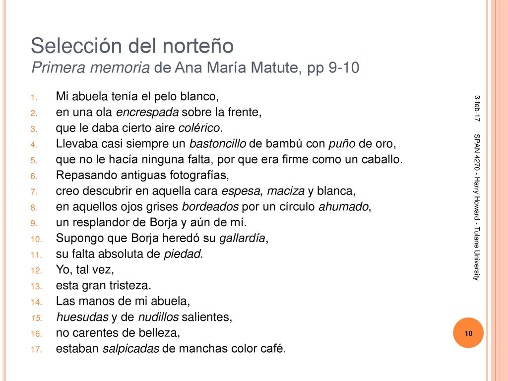 Selección del norteño Primera memoria de Ana María Matute, pp 9-10