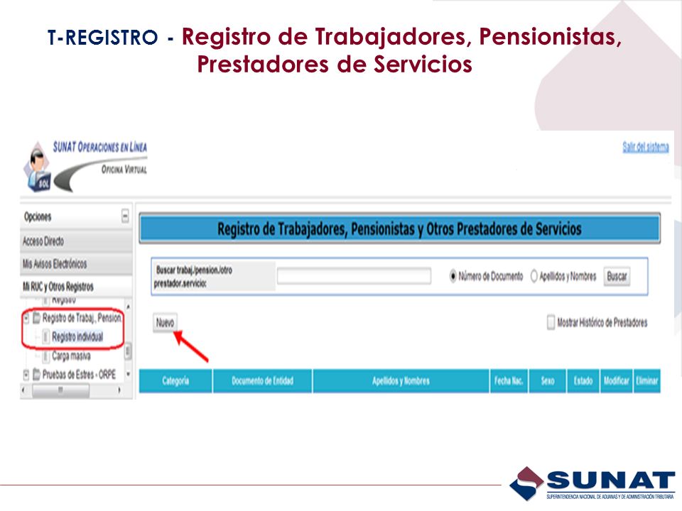 T-REGISTRO - Registro de Trabajadores, Pensionistas, Prestadores de Servicios