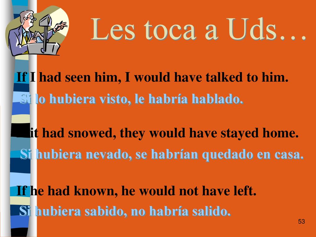 Les toca a Uds… If I had seen him, I would have talked to him.