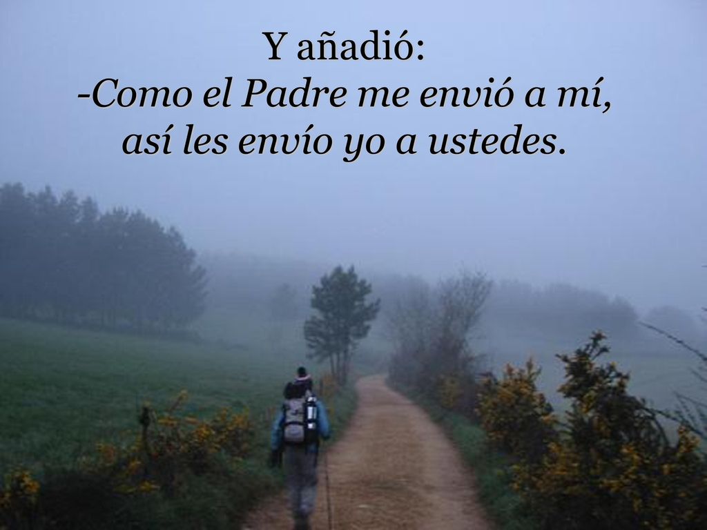 Y añadió: -Como el Padre me envió a mí, así les envío yo a ustedes.