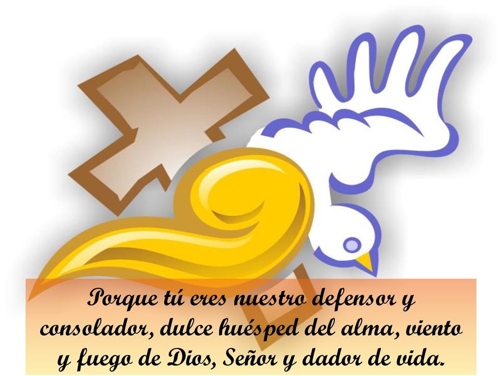Porque tú eres nuestro defensor y consolador, dulce huésped del alma, viento y fuego de Dios, Señor y dador de vida.