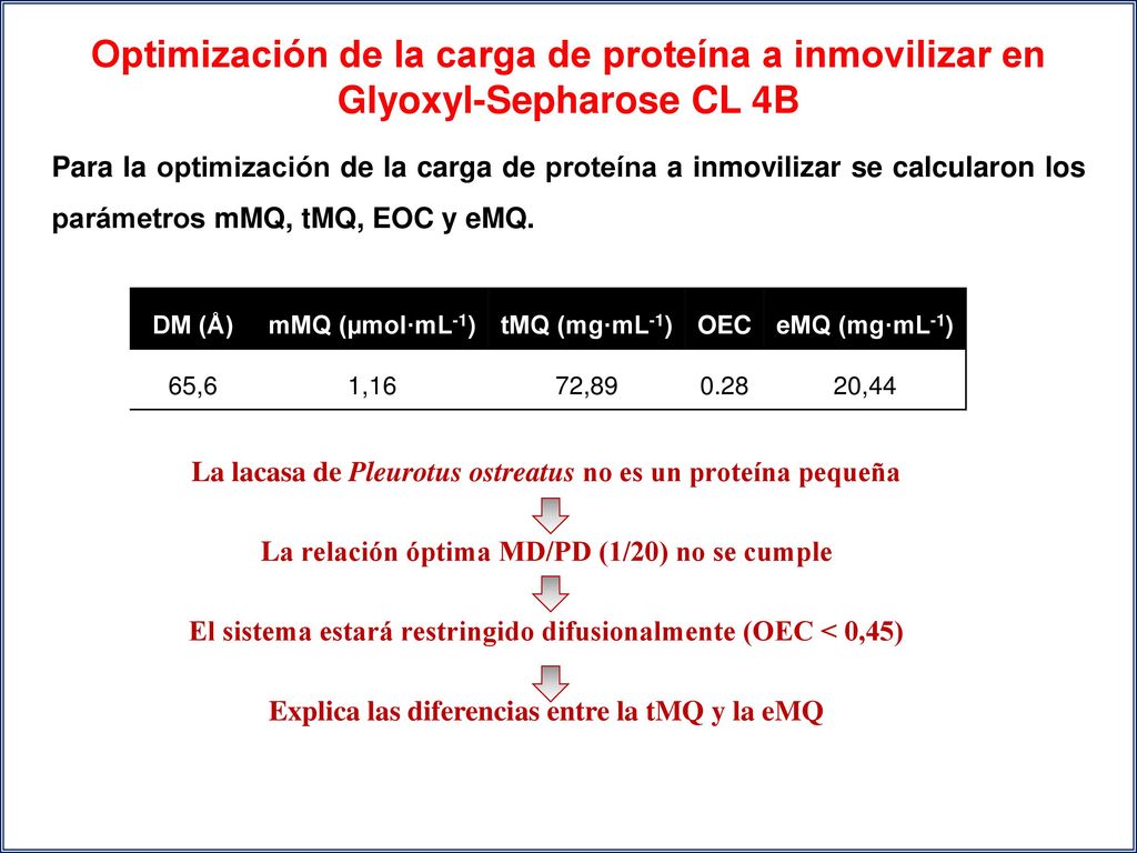 Optimización de la carga de proteína a inmovilizar en Glyoxyl-Sepharose CL 4B