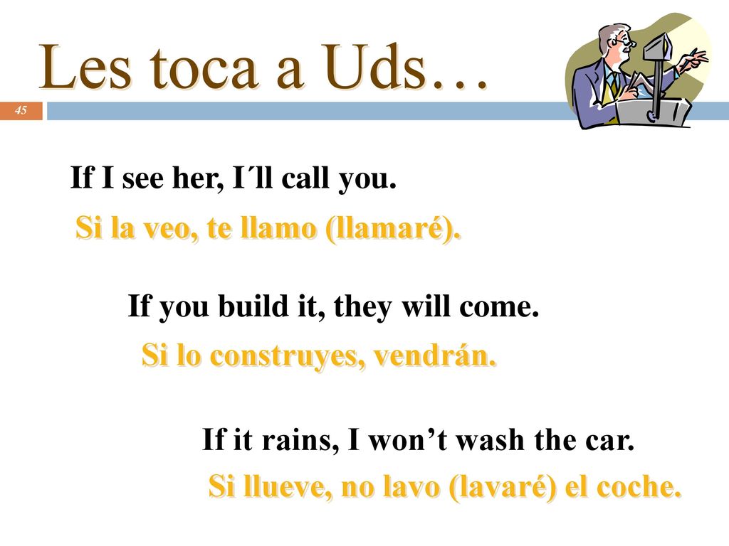 Les toca a Uds… If I see her, I´ll call you.