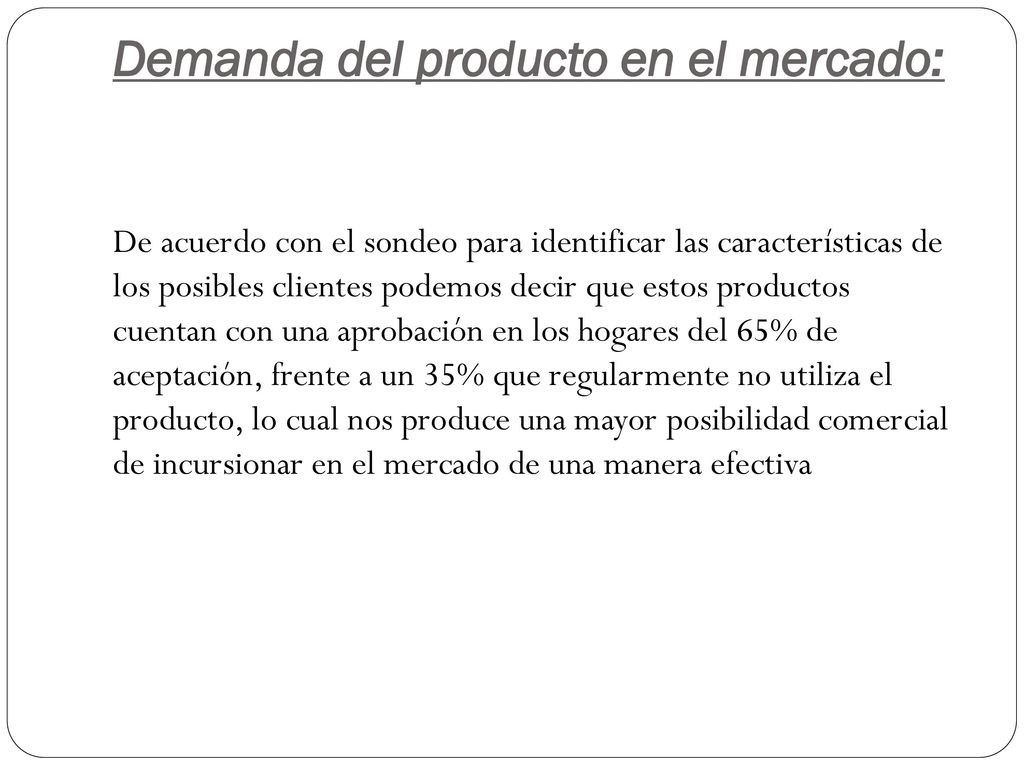 Demanda del producto en el mercado: