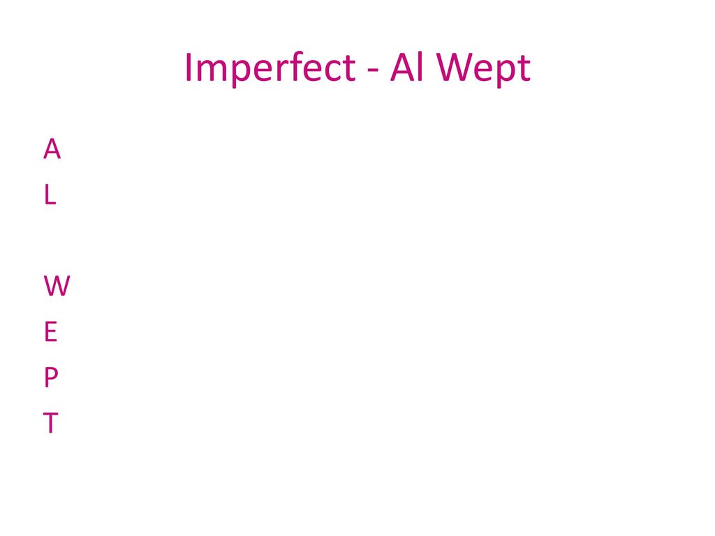 Imperfect - Al Wept A L W E P T