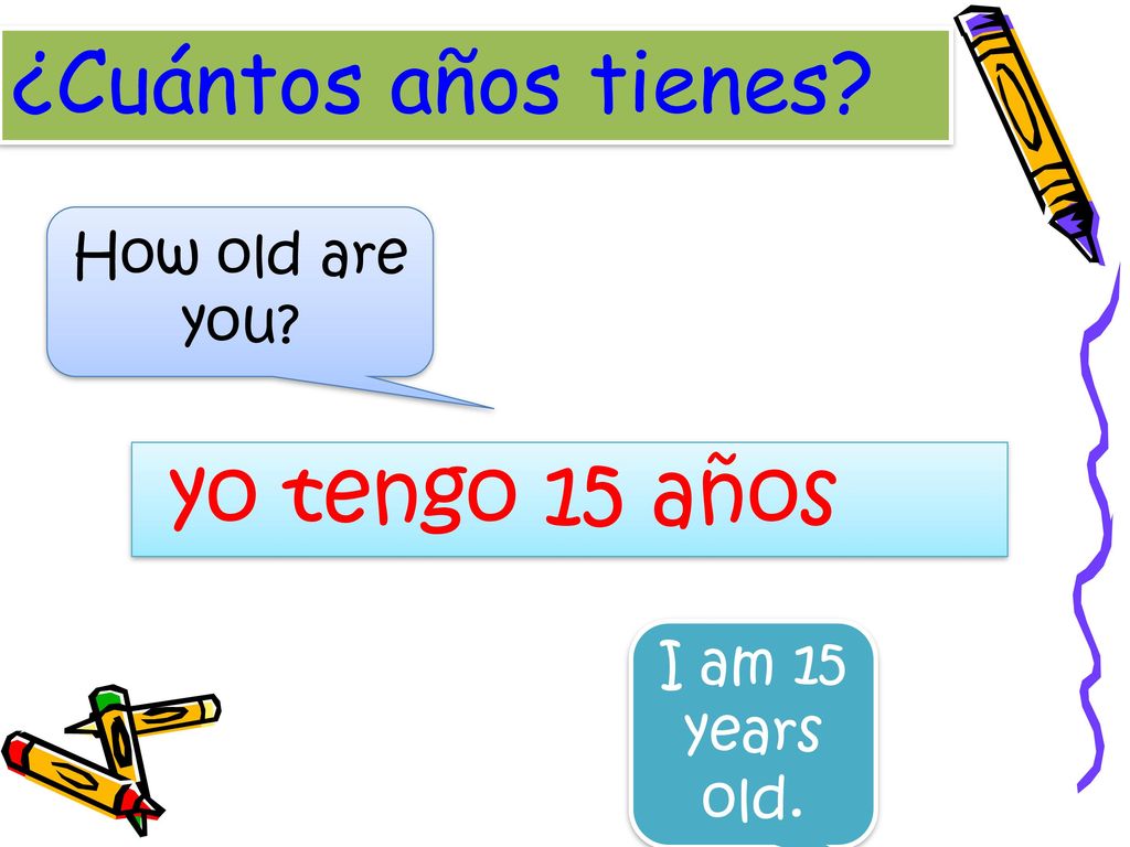 ¿Cuántos años tienes yo tengo 15 años How old are you