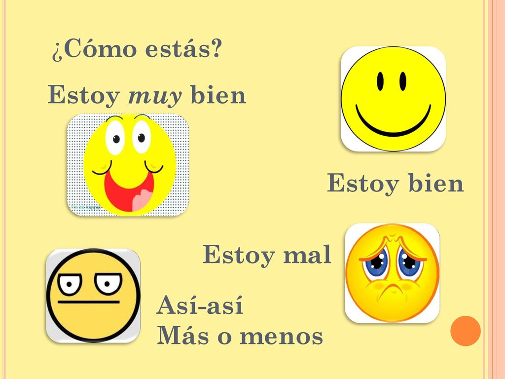 ¿Cómo estás Estoy muy bien Estoy bien Estoy mal Así-así Más o menos