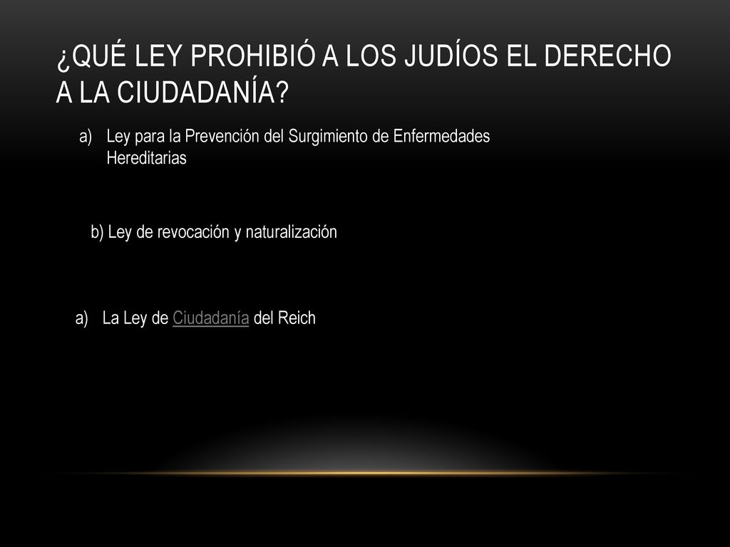 ¿Qué ley prohibió a los judíos el derecho a la ciudadanía