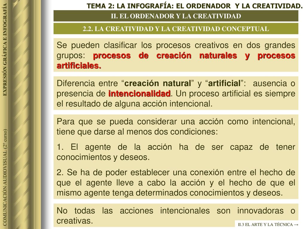 No todas las acciones intencionales son innovadoras o creativas.