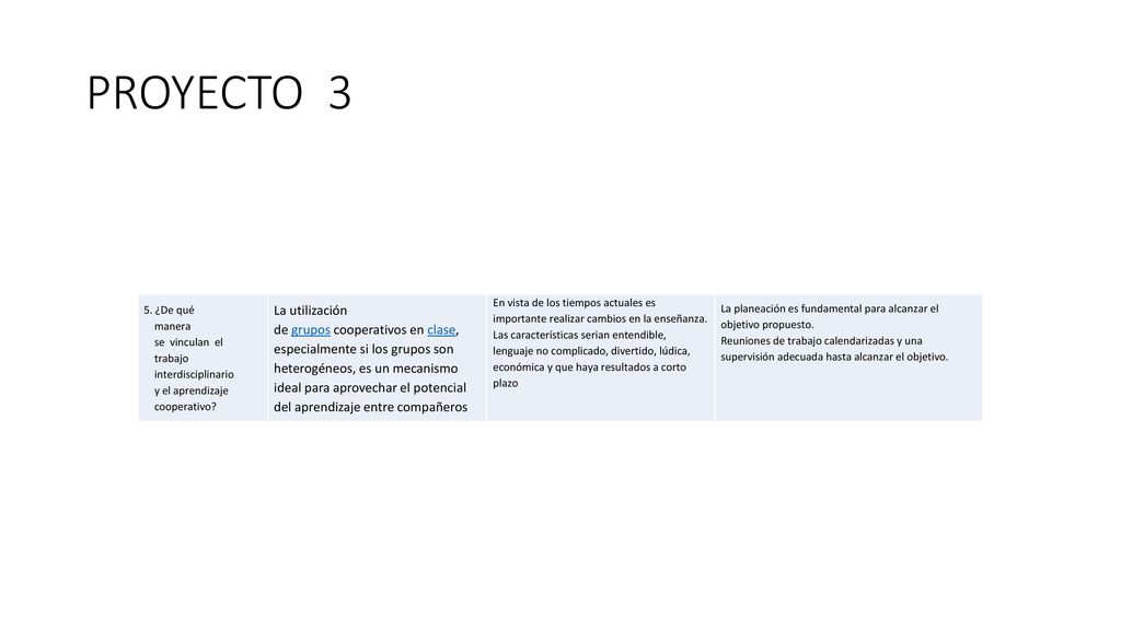 PROYECTO 3 5. ¿De qué. manera. se vinculan el. trabajo. interdisciplinario. y el aprendizaje.