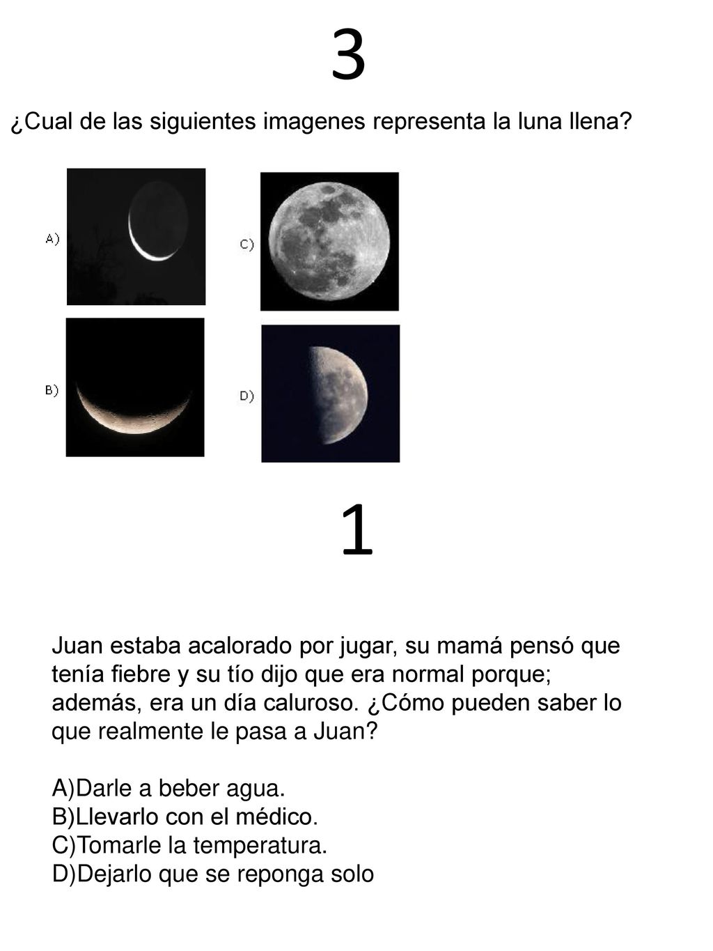 3 1 ¿Cual de las siguientes imagenes representa la luna llena