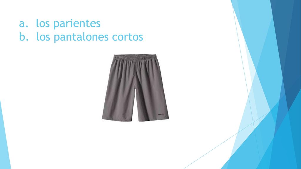 a. los parientes b. los pantalones cortos