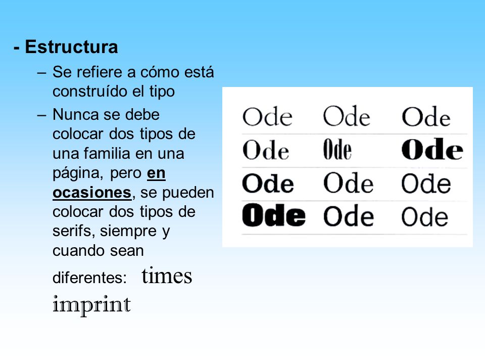 - Estructura Se refiere a cómo está construído el tipo