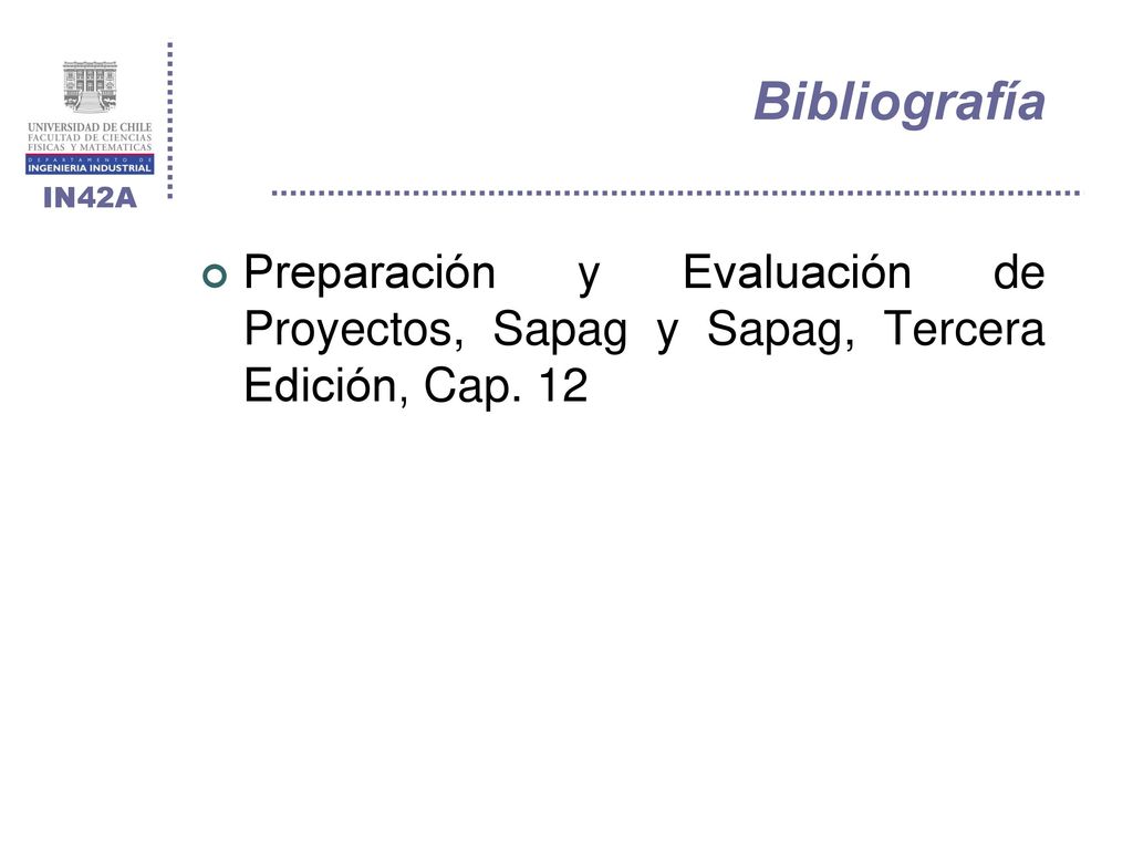 Bibliografía Preparación y Evaluación de Proyectos, Sapag y Sapag, Tercera Edición, Cap. 12