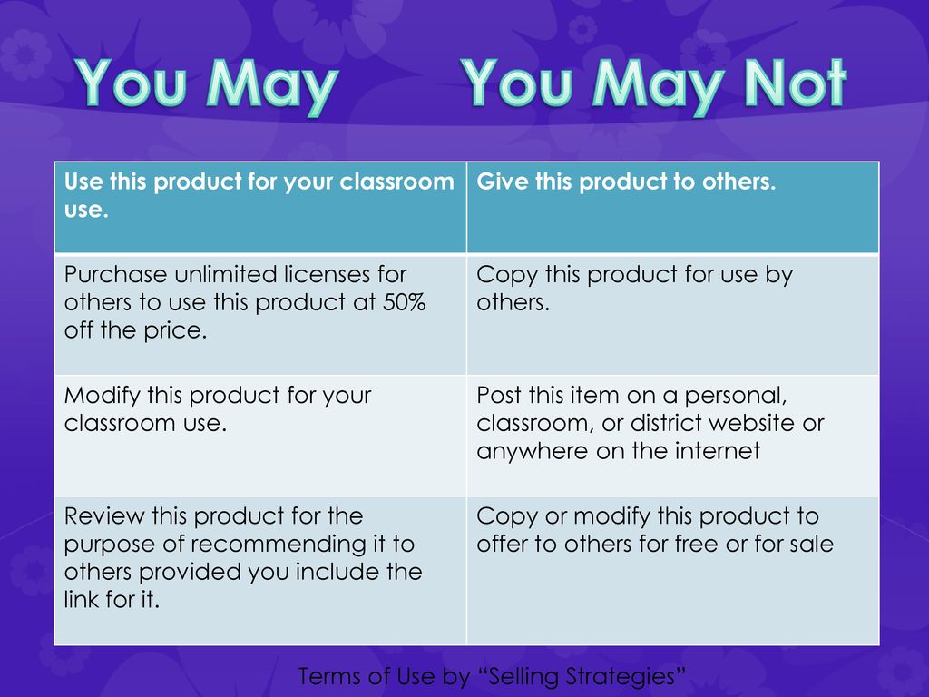 You May You May Not Use this product for your classroom use.