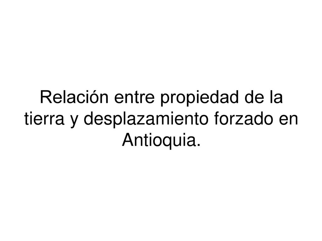 Relación entre propiedad de la tierra y desplazamiento forzado en Antioquia.