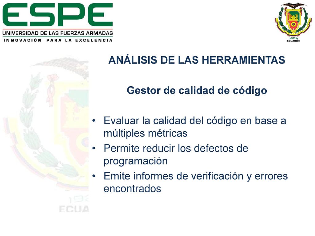 ANÁLISIS DE LAS HERRAMIENTAS Gestor de calidad de código