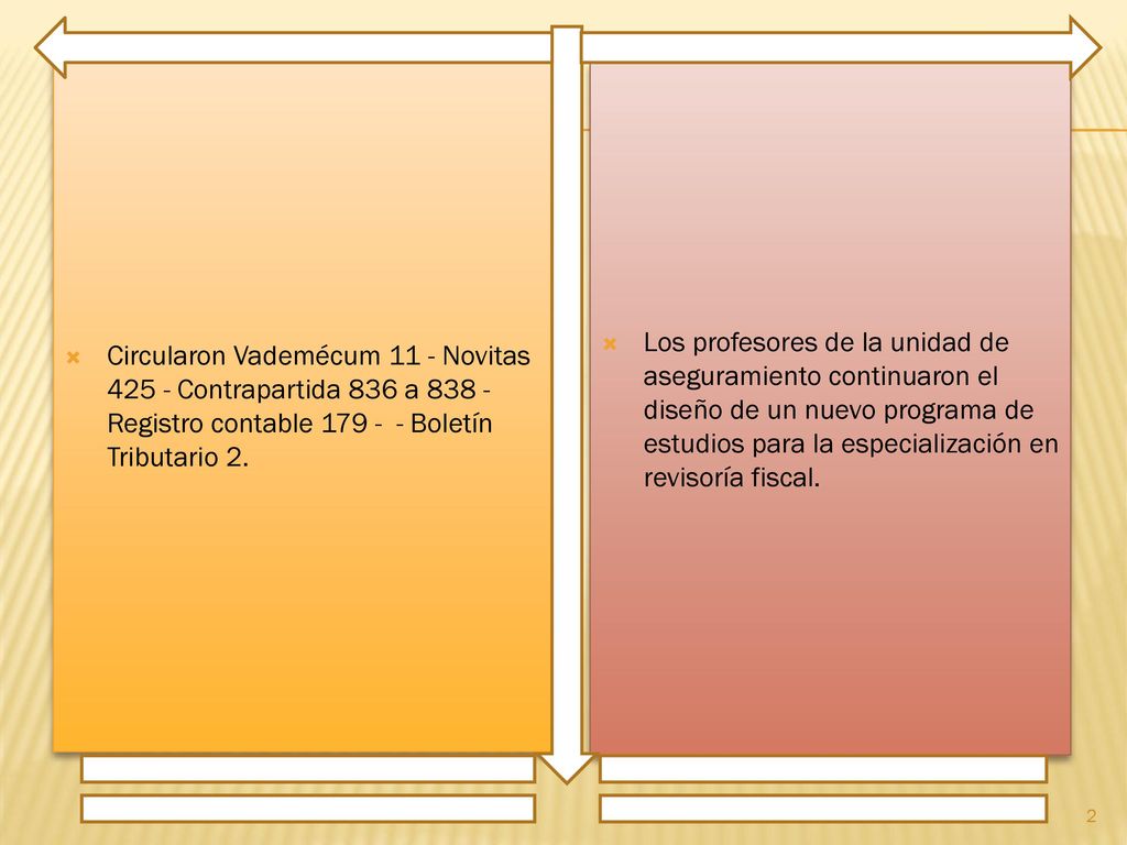 Circularon Vademécum 11 - Novitas Contrapartida 836 a Registro contable Boletín Tributario 2.