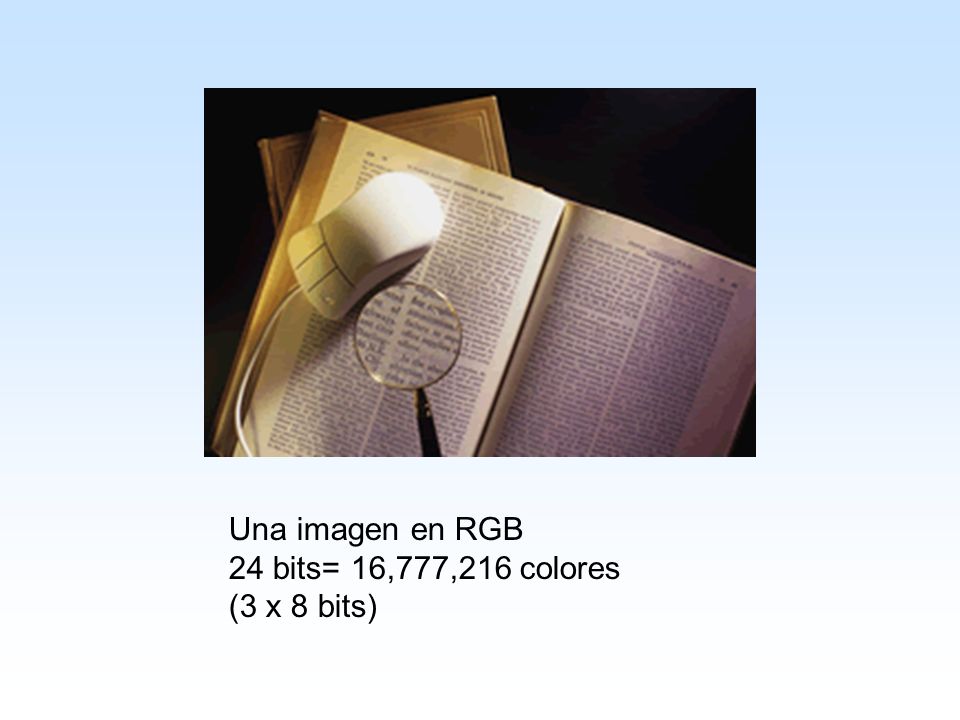Una imagen en RGB 24 bits= 16,777,216 colores (3 x 8 bits)