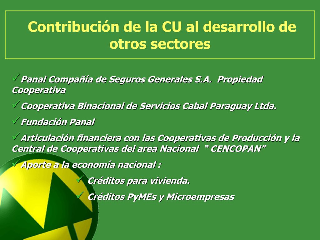 Contribución de la CU al desarrollo de otros sectores