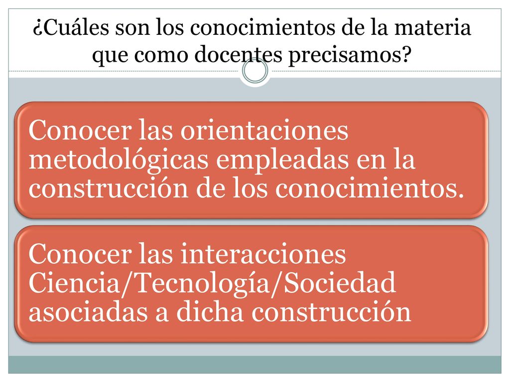 ¿Cuáles son los conocimientos de la materia que como docentes precisamos