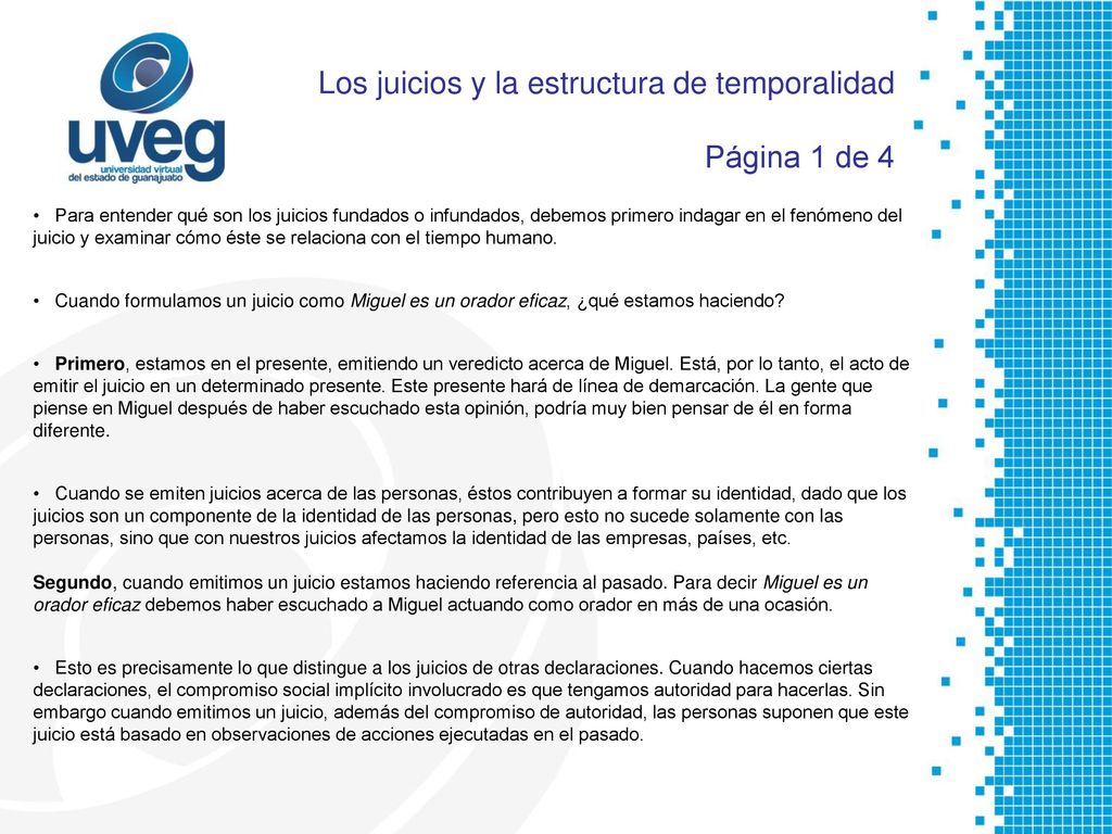 Los juicios y la estructura de temporalidad Página 1 de 4