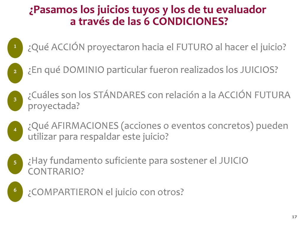 ¿Pasamos los juicios tuyos y los de tu evaluador