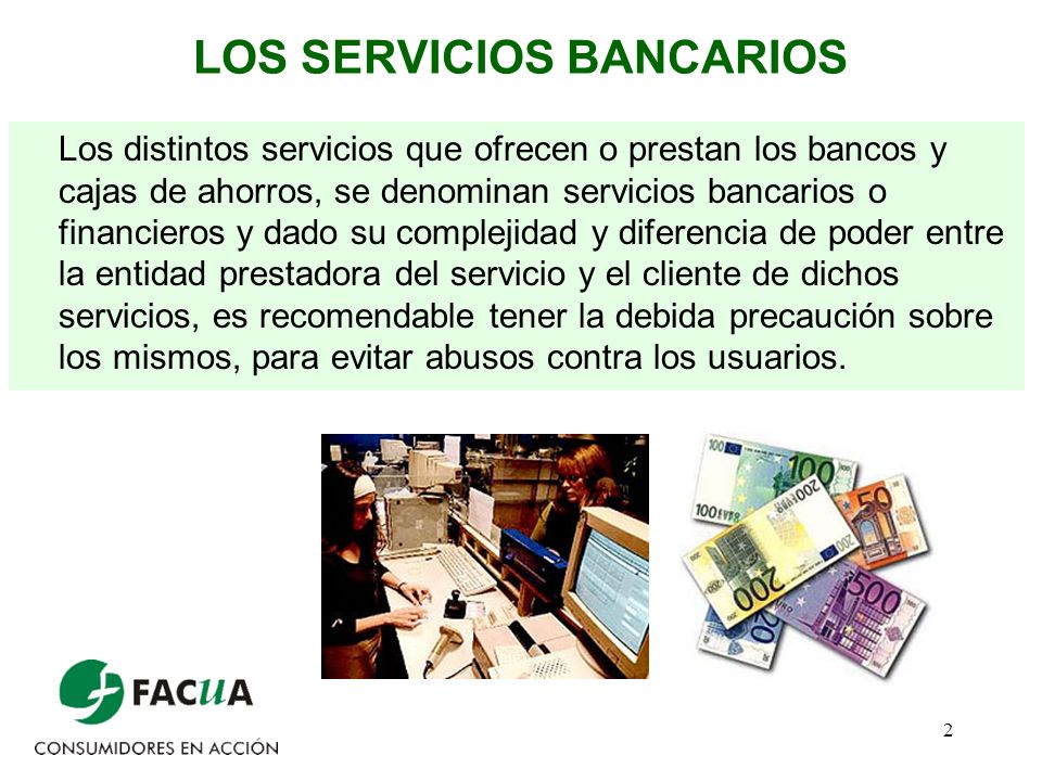 LOS SERVICIOS BANCARIOS