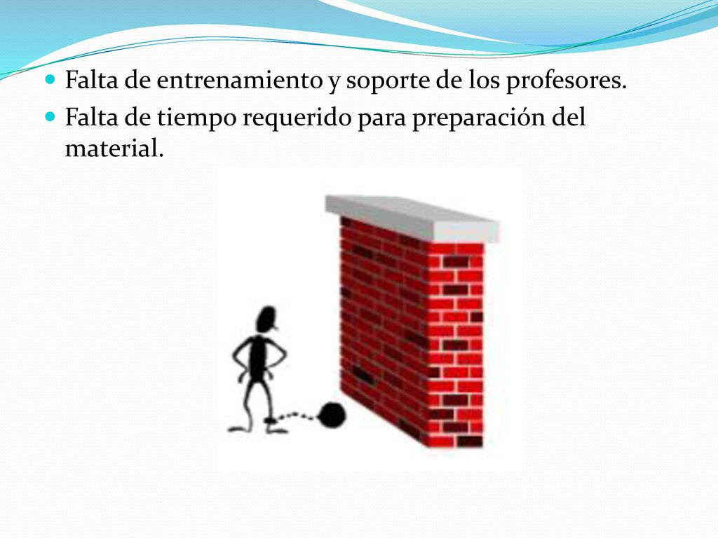 Falta de entrenamiento y soporte de los profesores.
