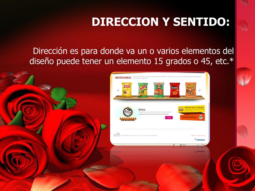 DIRECCION Y SENTIDO: Dirección es para donde va un o varios elementos del diseño puede tener un elemento 15 grados o 45, etc.*