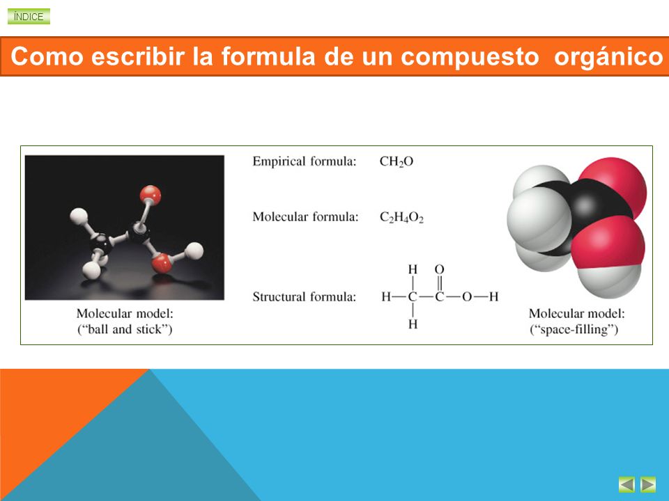 Como escribir la formula de un compuesto orgánico