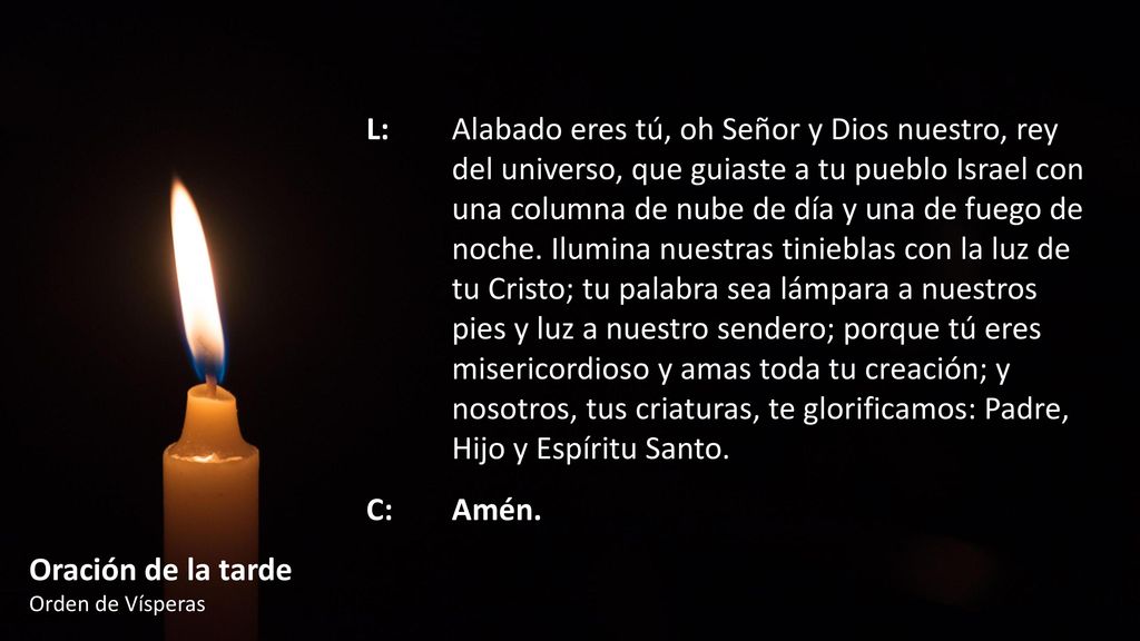 L:. Alabado eres tú, oh Señor y Dios nuestro, rey