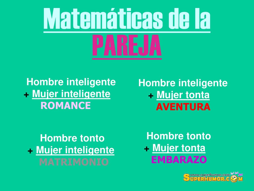 Matemáticas de la PAREJA Hombre inteligente + Mujer tonta AVENTURA