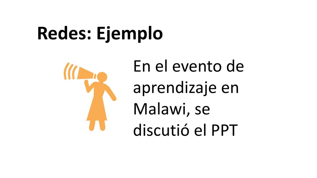 Redes: Ejemplo En el evento de aprendizaje en Malawi, se discutió el PPT