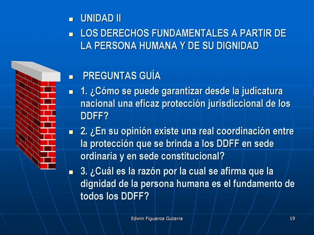 UNIDAD II LOS DERECHOS FUNDAMENTALES A PARTIR DE LA PERSONA HUMANA Y DE SU DIGNIDAD. PREGUNTAS GUÍA.