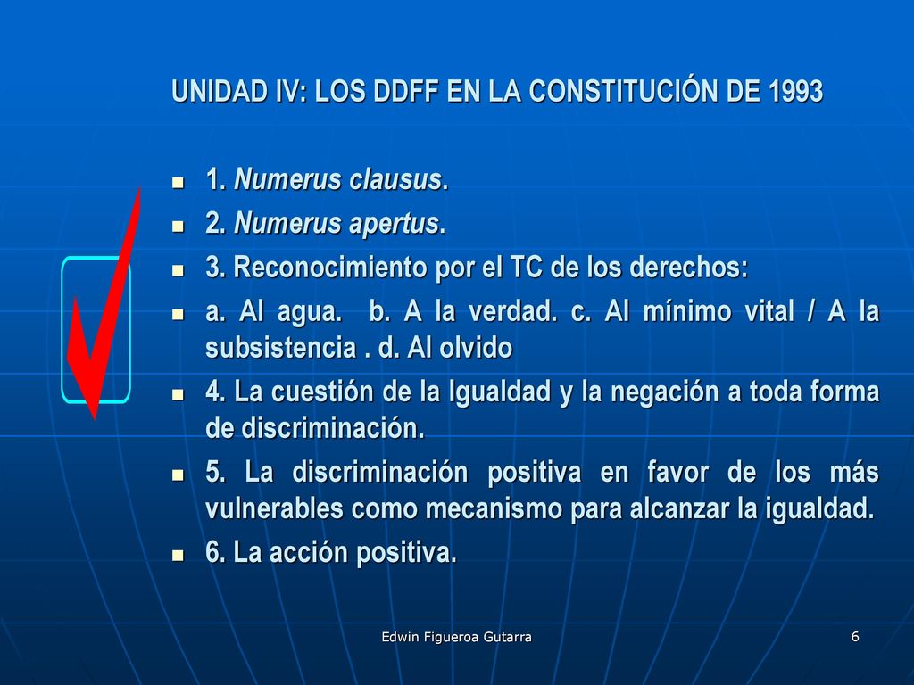 UNIDAD IV: LOS DDFF EN LA CONSTITUCIÓN DE Numerus clausus.