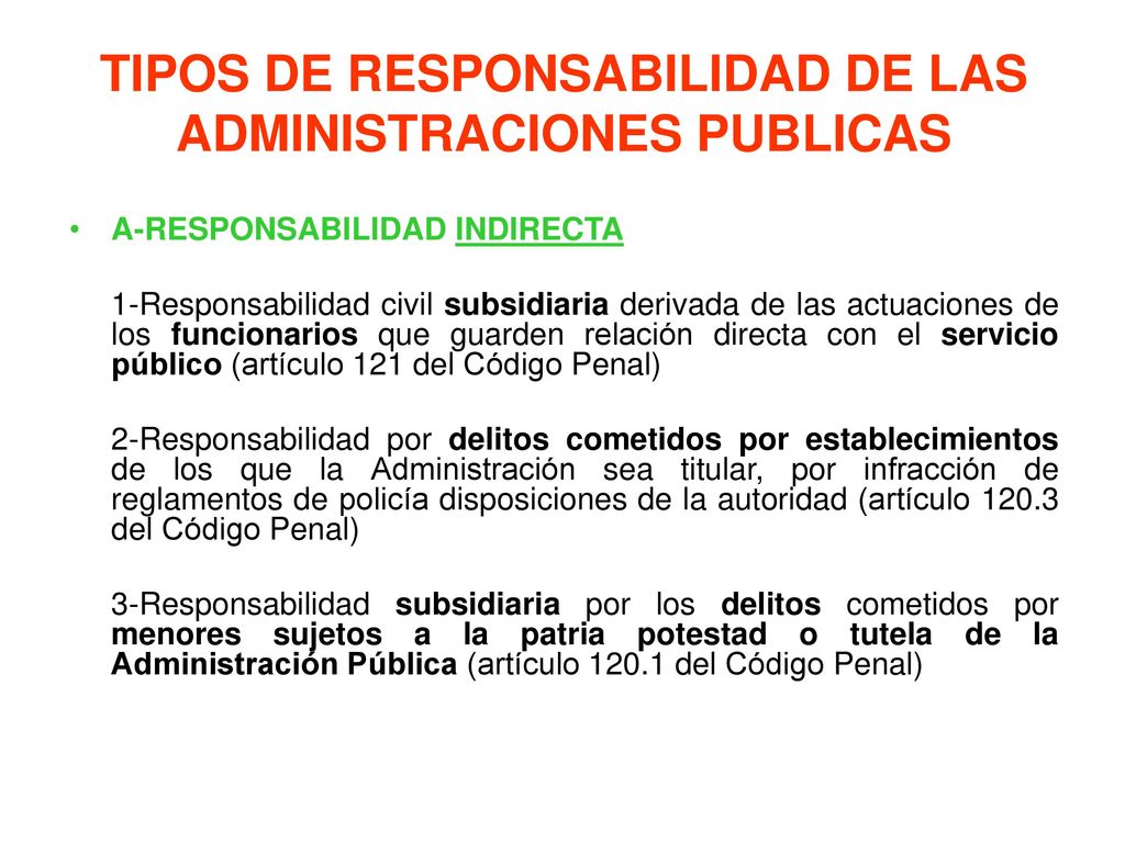 TIPOS DE RESPONSABILIDAD DE LAS ADMINISTRACIONES PUBLICAS