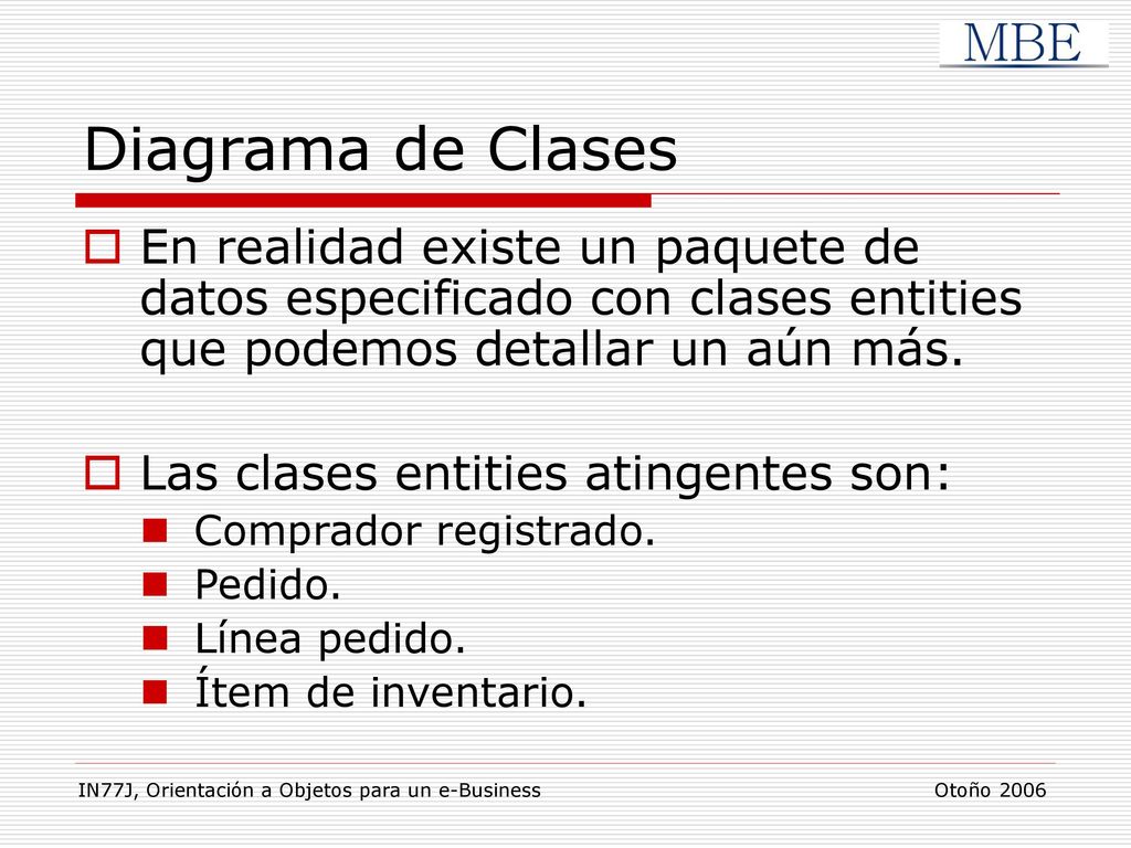 Diagrama de Clases En realidad existe un paquete de datos especificado con clases entities que podemos detallar un aún más.