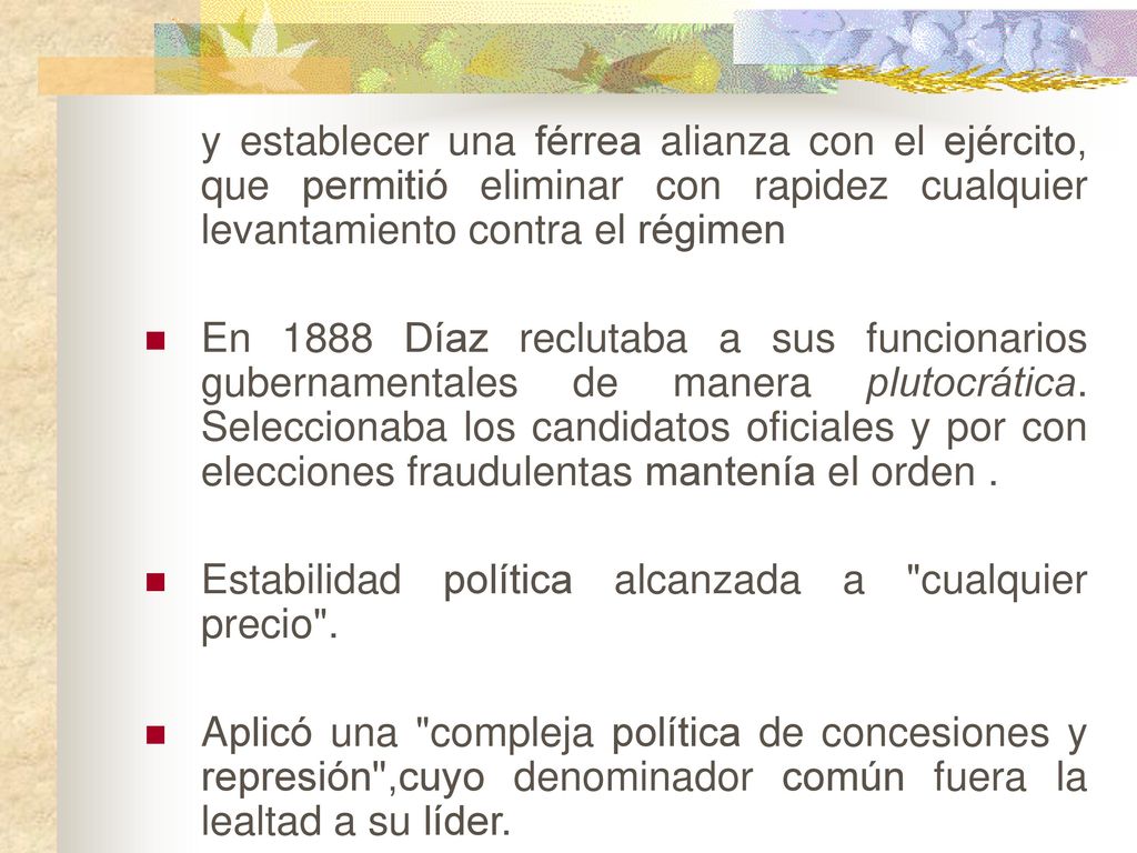 y establecer una férrea alianza con el ejército, que permitió eliminar con rapidez cualquier levantamiento contra el régimen