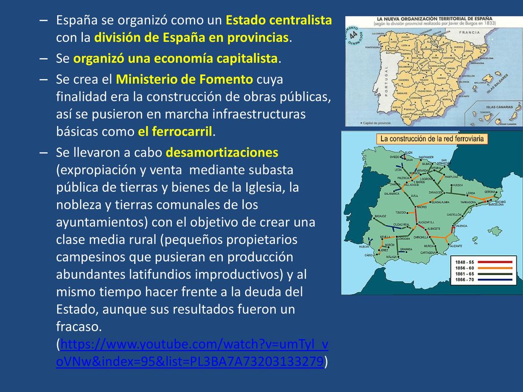 España se organizó como un Estado centralista con la división de España en provincias.