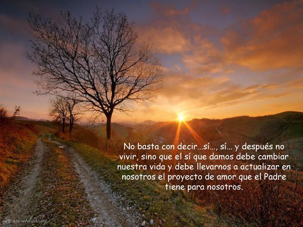 No basta con decir…sí…, sí… y después no vivir, sino que el sí que damos debe cambiar nuestra vida y debe llevarnos a actualizar en nosotros el proyecto de amor que el Padre tiene para nosotros.