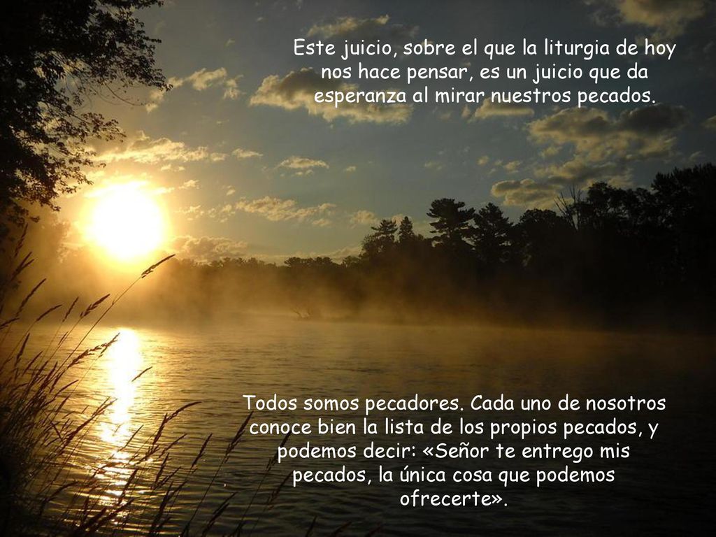 Este juicio, sobre el que la liturgia de hoy nos hace pensar, es un juicio que da esperanza al mirar nuestros pecados.