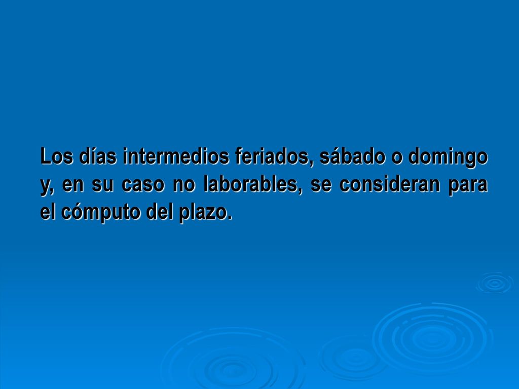 Los días intermedios feriados, sábado o domingo y, en su caso no laborables, se consideran para el cómputo del plazo.