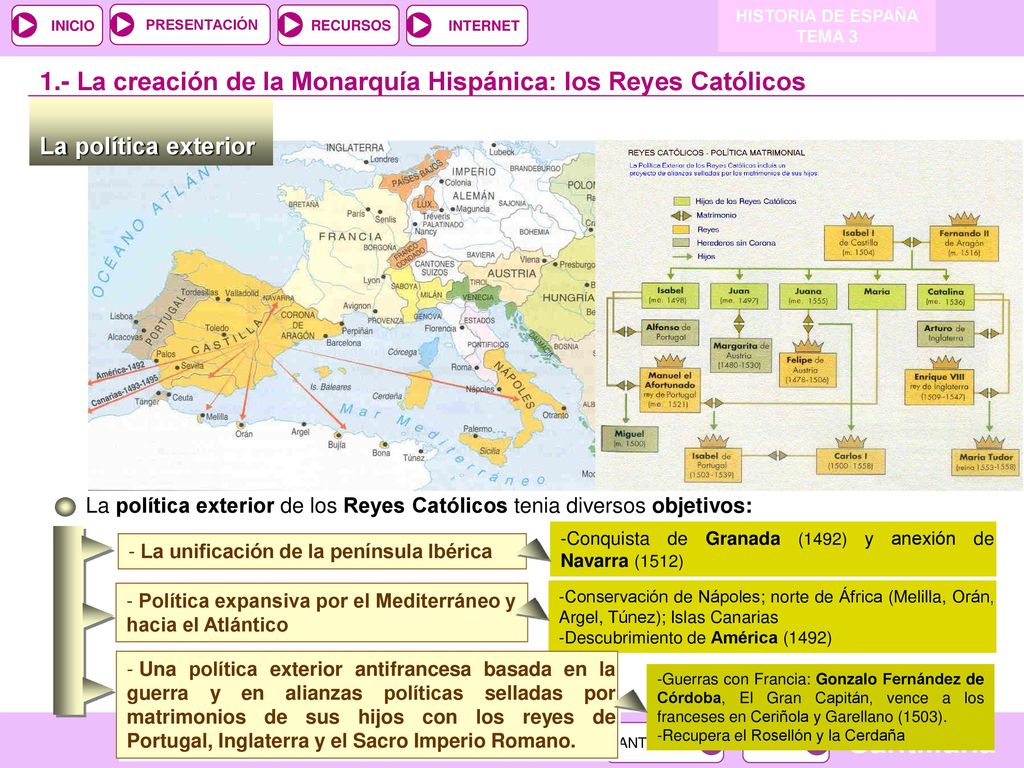 1.- La creación de la Monarquía Hispánica: los Reyes Católicos