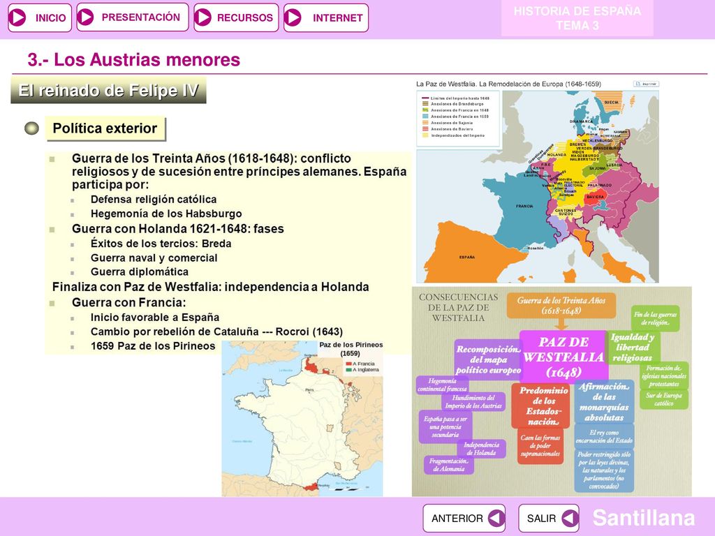 3.- Los Austrias menores El reinado de Felipe IV Política exterior
