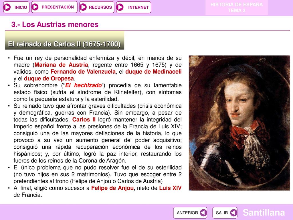 3.- Los Austrias menores El reinado de Carlos II ( )