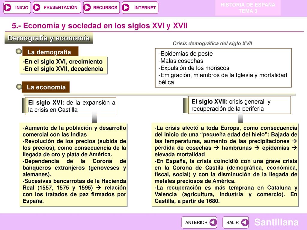 5.- Economía y sociedad en los siglos XVI y XVII