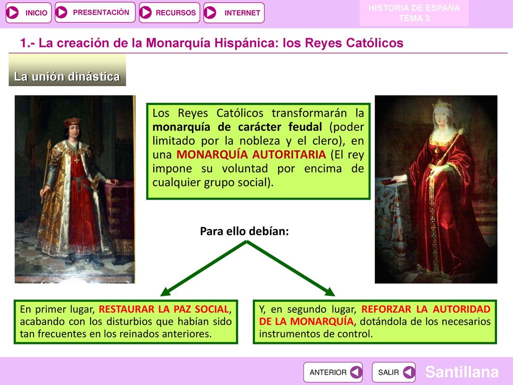 1.- La creación de la Monarquía Hispánica: los Reyes Católicos